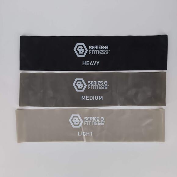 Series 8 Fitness THREE Resistance Loop Exercise Bands Light, Medium & Heavy GUC - Picture 1 of 6